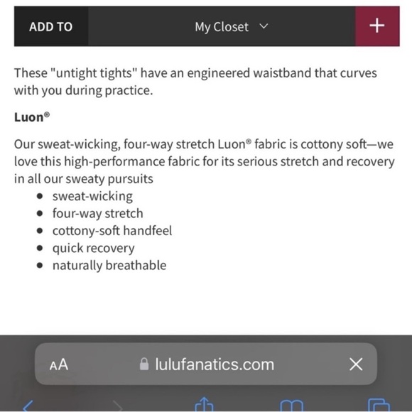 Excellent Condition Lululemon Out To Lunge Untight Tights. Size 8. - Picture 7 of 7